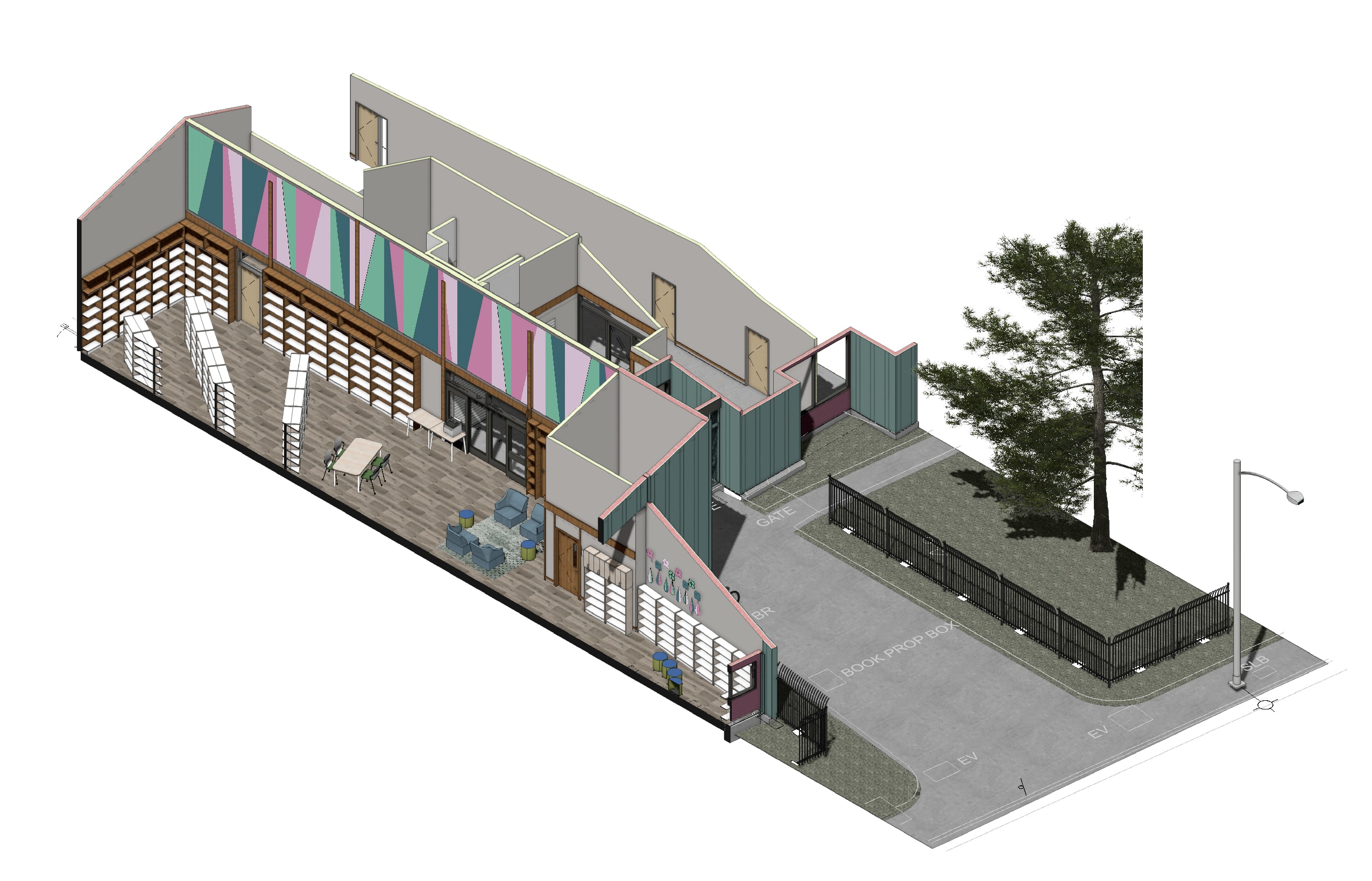 Welcome Library isometric architectural rendering
